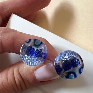 Murano glass from Italy Elegant Blue and Green Glass French cuff links